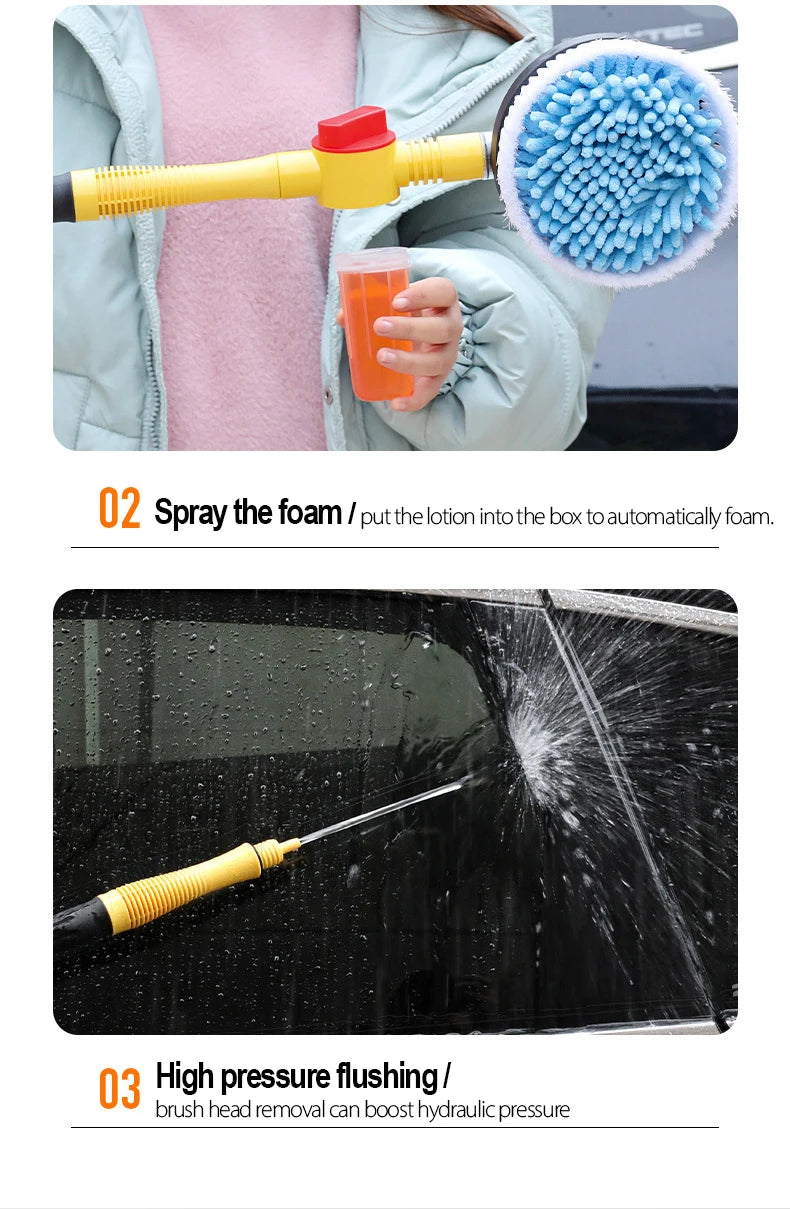 360° Automatic Car Wash Mop - Shampooing & Cleaning Power