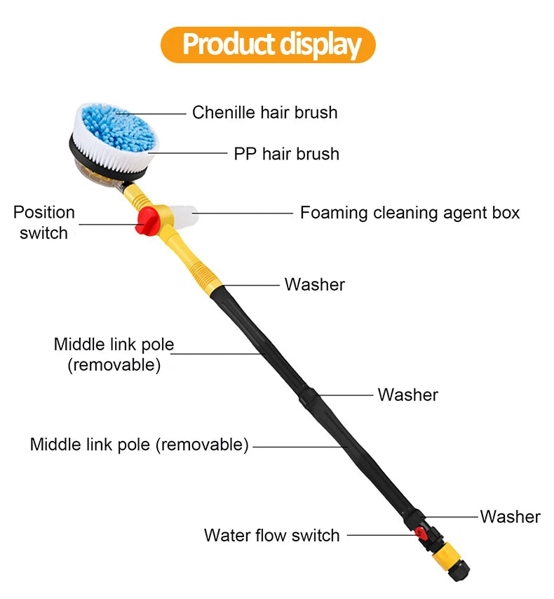 360° Automatic Car Wash Mop - Shampooing & Cleaning Power