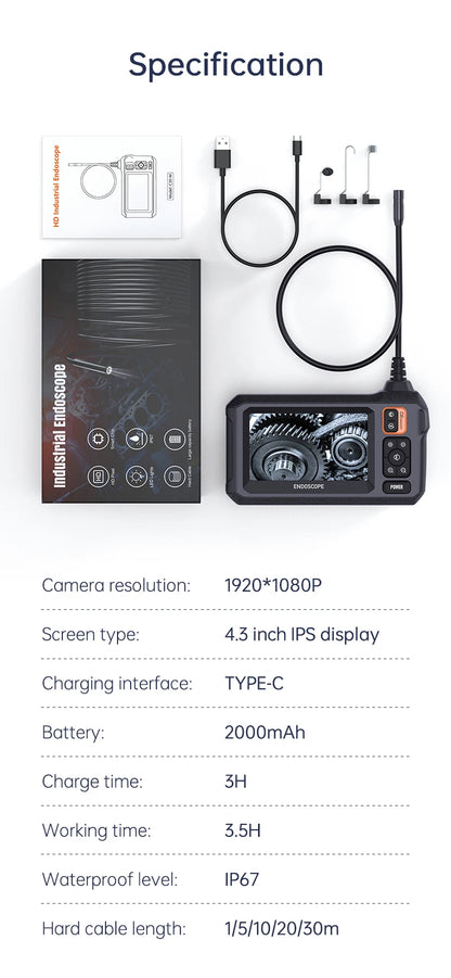Endoscope 1080P 4.3" Pro