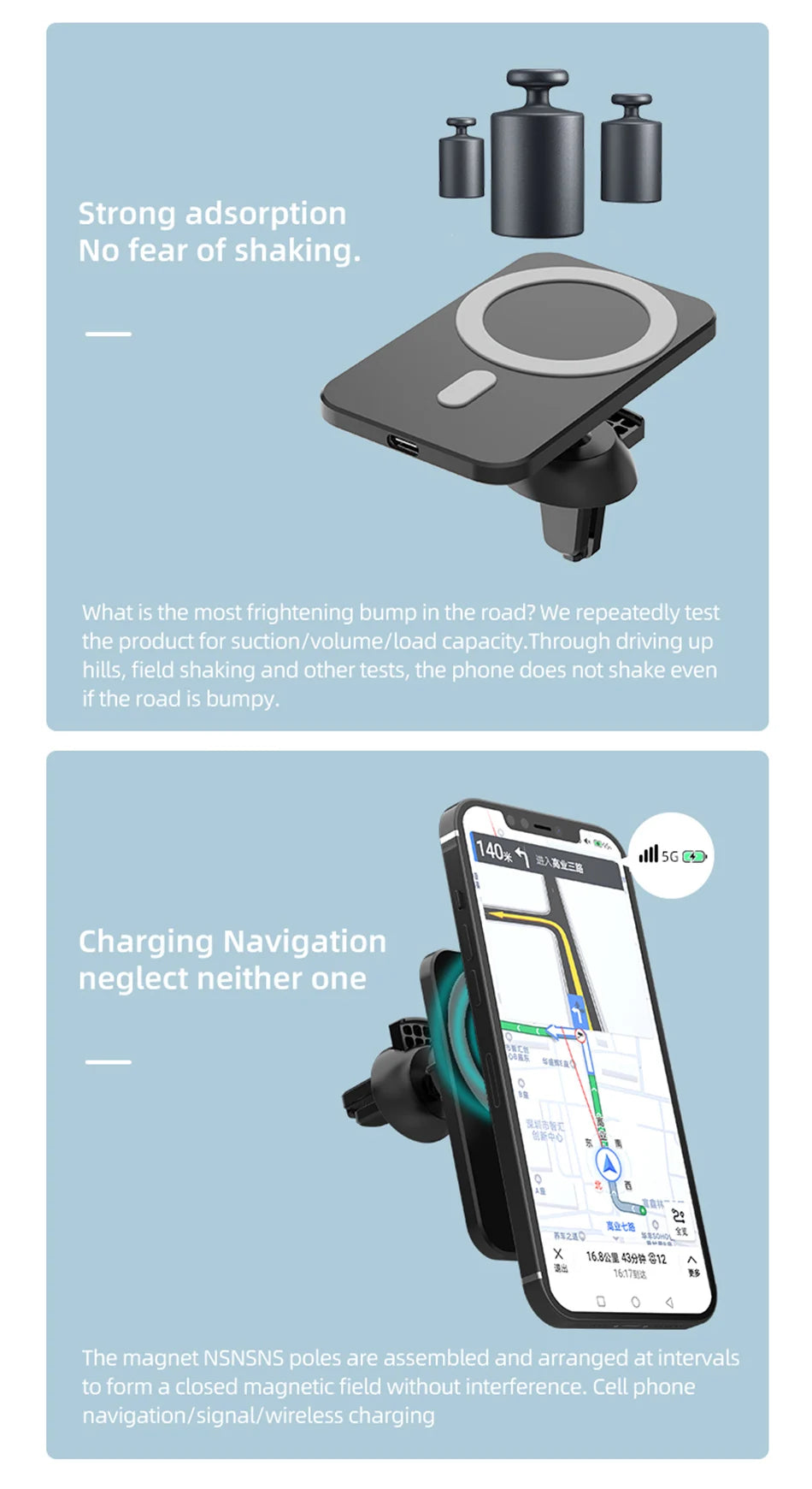 Magnetic Phone Holder + 15W Quick Charge