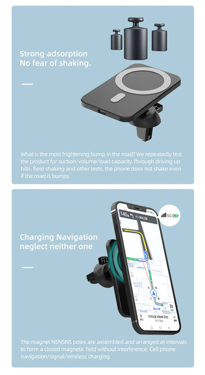 Magnetic Phone Holder + 15W Quick Charge